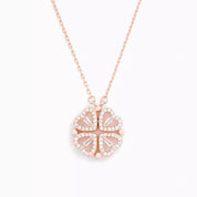 Geluk & Liefde ketting dames | Zirkonia hartjes ketting | Klavertje vier hanger