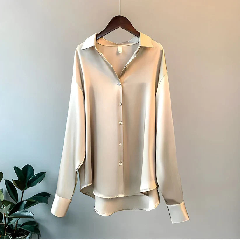 Zijden blouse dames – elegante lange mouwen blouse van zachte zijde