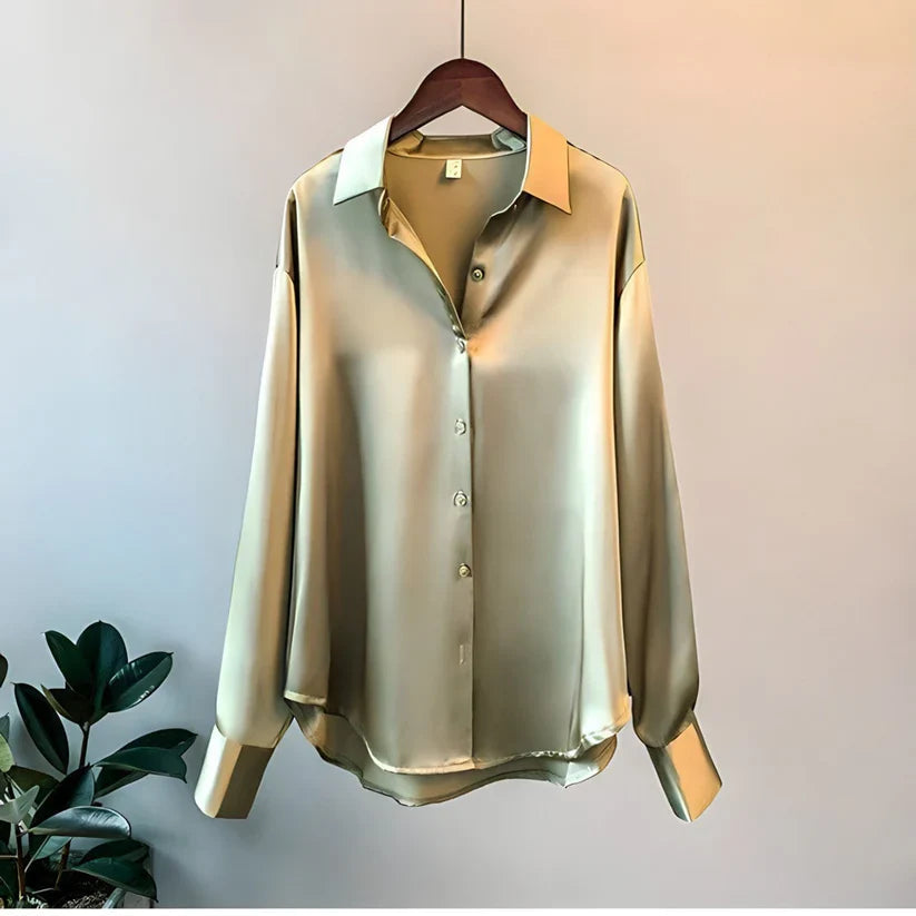 Zijden blouse dames – elegante lange mouwen blouse van zachte zijde