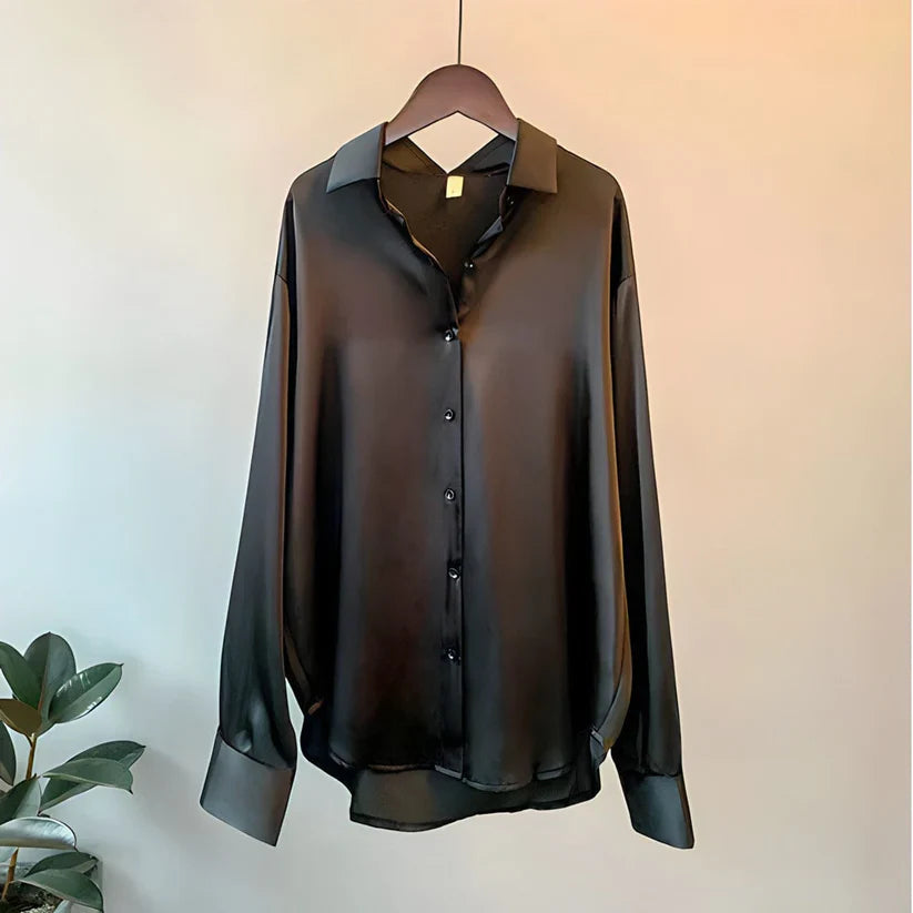 Zijden blouse dames – elegante lange mouwen blouse van zachte zijde