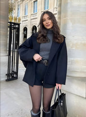 ZOË dames oversized winterjas – trendy wollen jas in beige of zwart