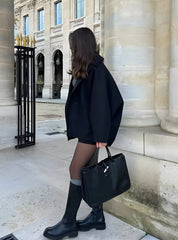 ZOË dames oversized winterjas – trendy wollen jas in beige of zwart