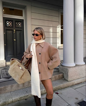 ZOË dames oversized winterjas – trendy wollen jas in beige of zwart
