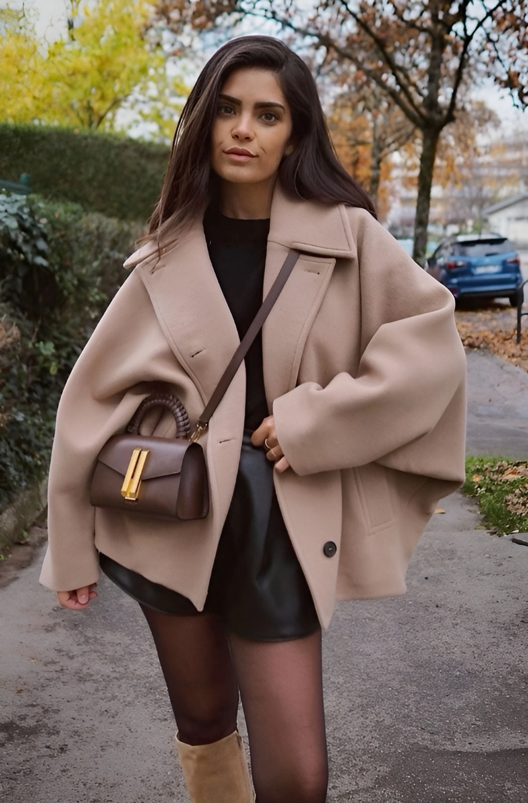 ZOË dames oversized winterjas – trendy wollen jas in beige of zwart