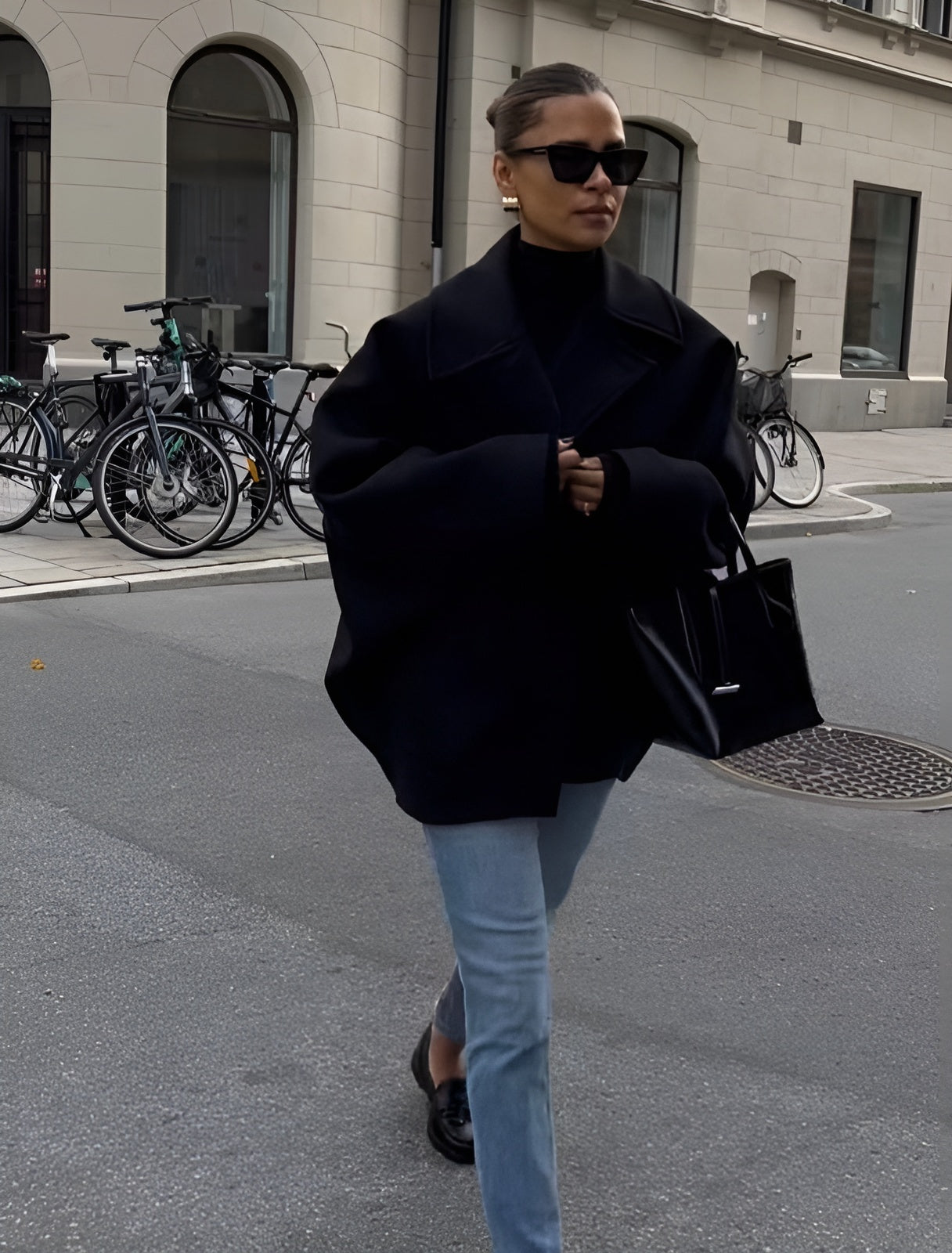 ZOË dames oversized winterjas – trendy wollen jas in beige of zwart
