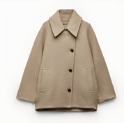 ZOË dames oversized winterjas – trendy wollen jas in beige of zwart