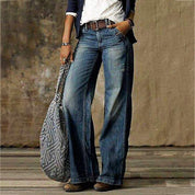 Dames Jeans – High-Waist Denim met Wijde Pijpen, Comfortabele Pasvorm & Vintage Look