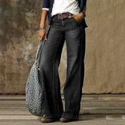 Dames Jeans – High-Waist Denim met Wijde Pijpen, Comfortabele Pasvorm & Vintage Look
