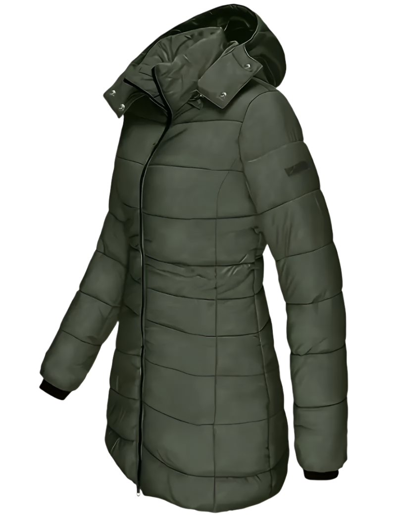 Waterdichte halflange dames winterjas – warme Garin jas met capuchon en zakken