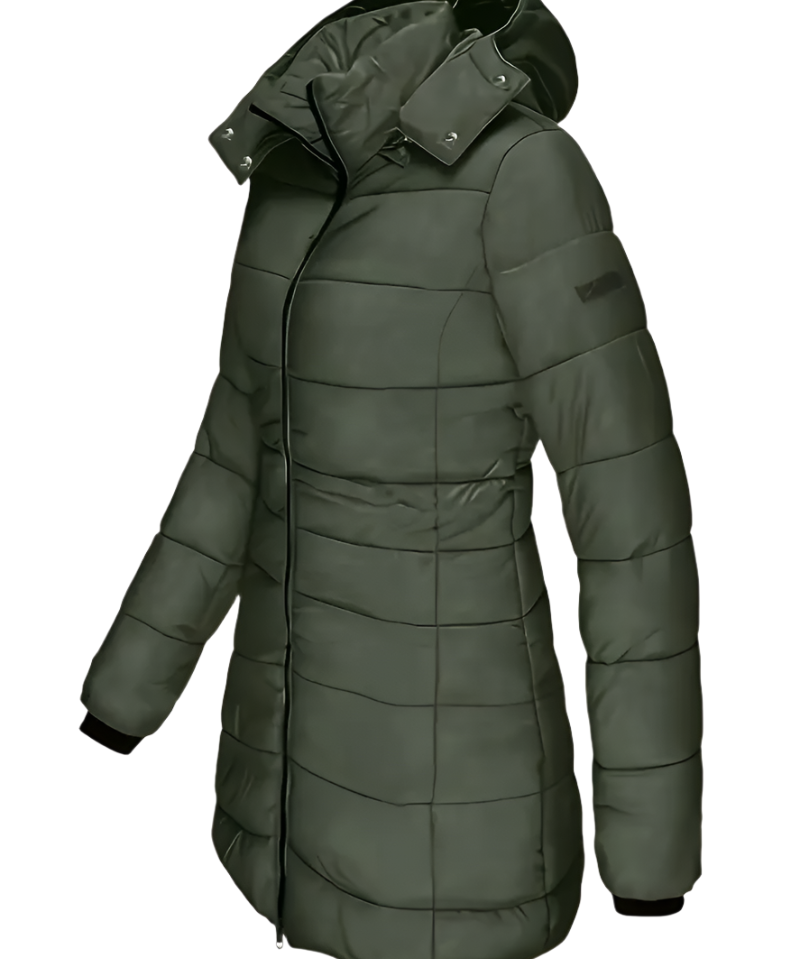 Waterdichte halflange dames winterjas – warme Garin jas met capuchon en zakken