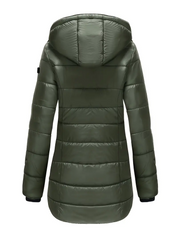Waterdichte halflange dames winterjas – warme Garin jas met capuchon en zakken