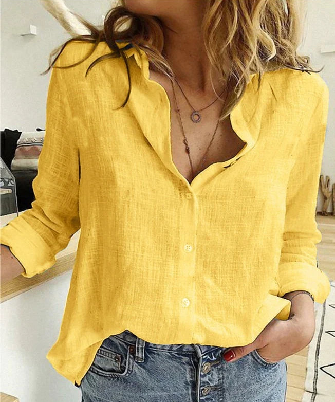 Vardi Dante Chloë Casual Blouse – Luchtige Damesblouse met Knoopsluiting en Halflange Mouwen