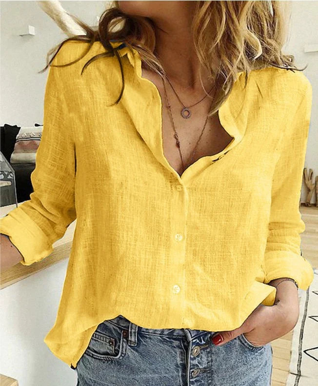 Vardi Dante Chloë Casual Blouse – Luchtige Damesblouse met Knoopsluiting en Halflange Mouwen