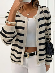 Gestreepte dames cardigan van zacht breisel – casual elegant vest met knoopsluiting