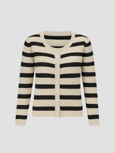 Gestreepte dames cardigan van zacht breisel – casual elegant vest met knoopsluiting