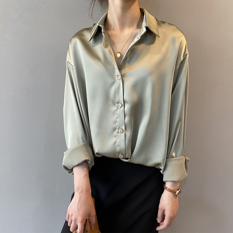 Luxe zijden blouse dames – vintage geïnspireerde elegante zijde top