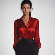 Gleame satijnen dames blouse – elegante lange mouwen in luxe stof
