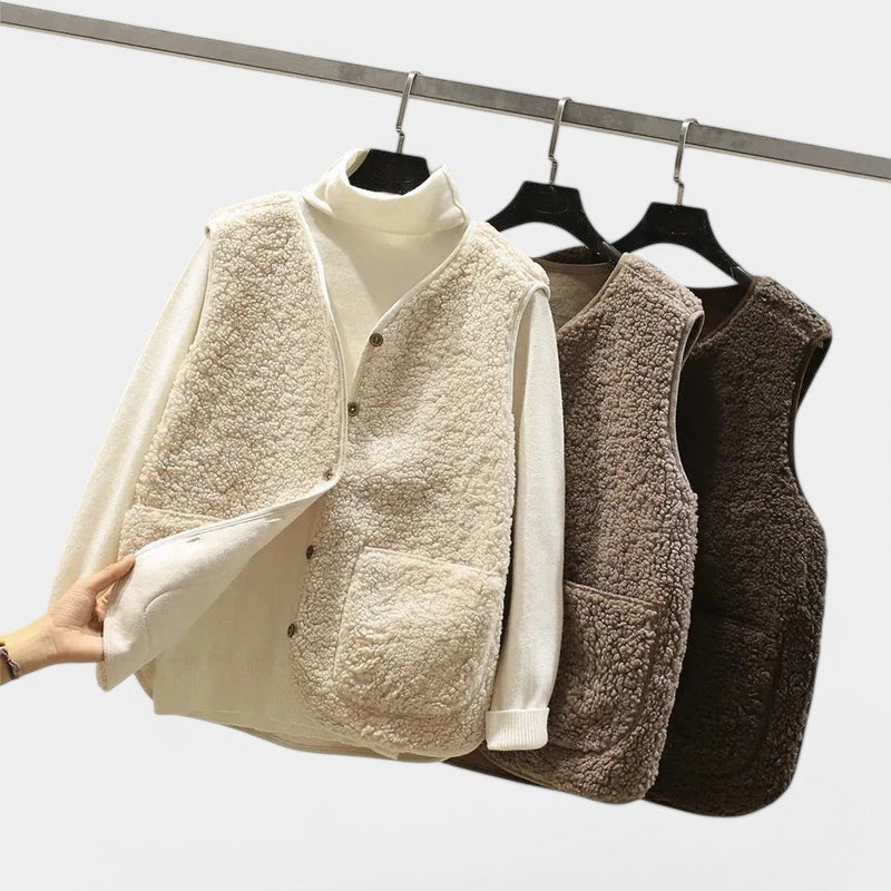 Gleame teddy gilet dames – mouwloos vest met tijdloos design