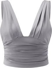 Evi Elegante Damestop – Chique Dames Top met Ruches en Sexy V-Hals