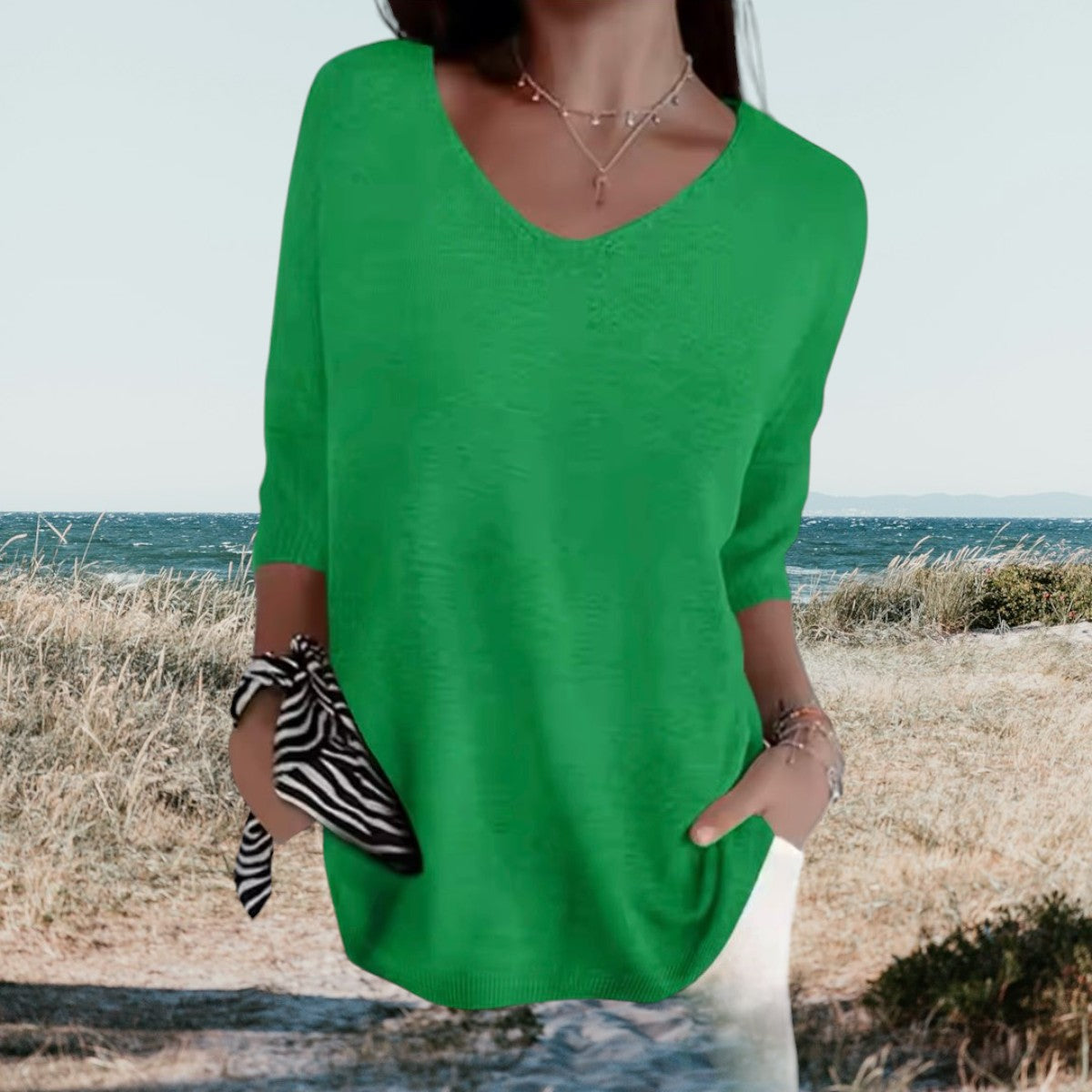 Gerda | Zomerse V-Hals Top – Luchtig, Elegant & Comfortabel
