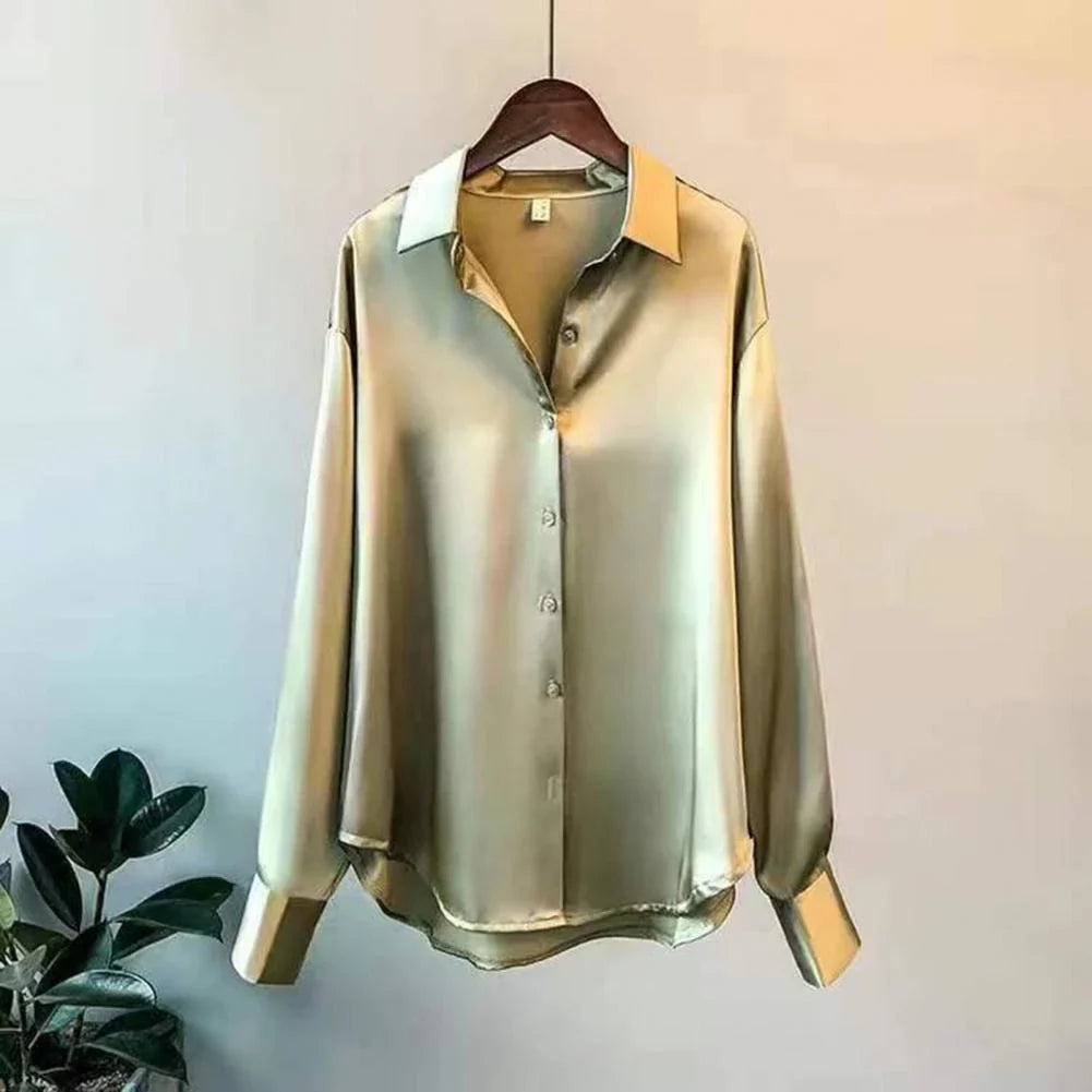 Vardi Dante Myra Zijden Blouse – Luxe Klassieke Damesblouse met Lange Mouwen