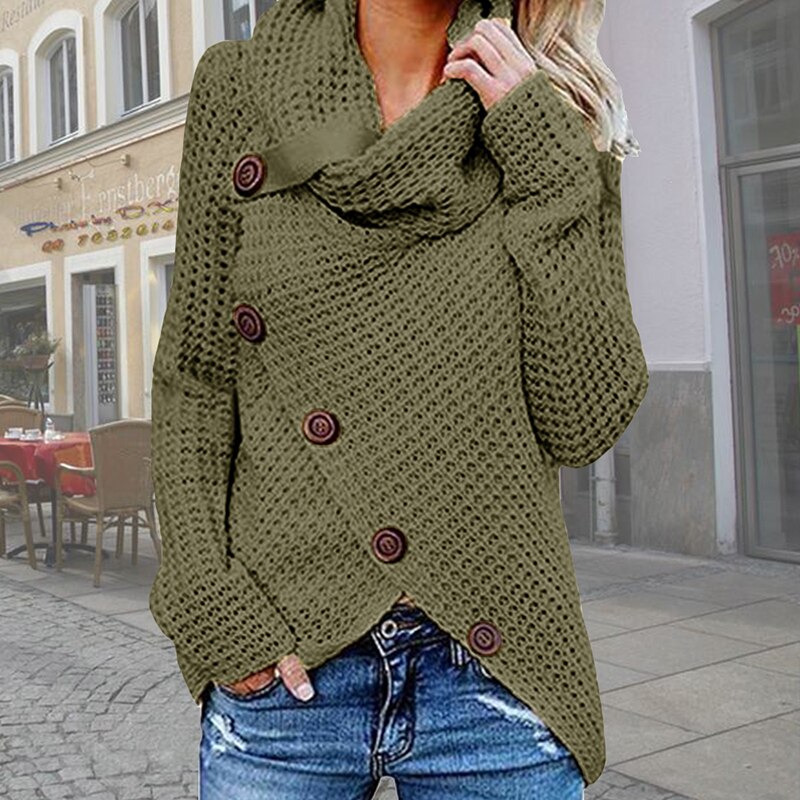 Hailey Turtleneck Damestrui – Moderne Oversized Coltrui met Asymmetrisch Design