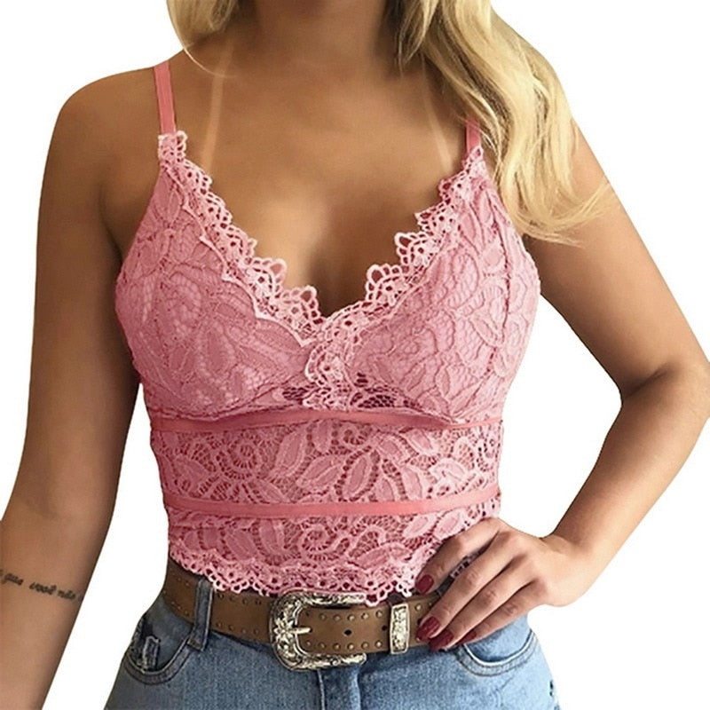 Kyra Kanten Top – Sexy en Elegante Dames Top met Bloemenpatroon en V-Hals