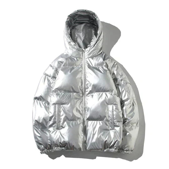 Winddichte metallic puffer winterjas heren – warme en waterafstotende jas voor koude dagen