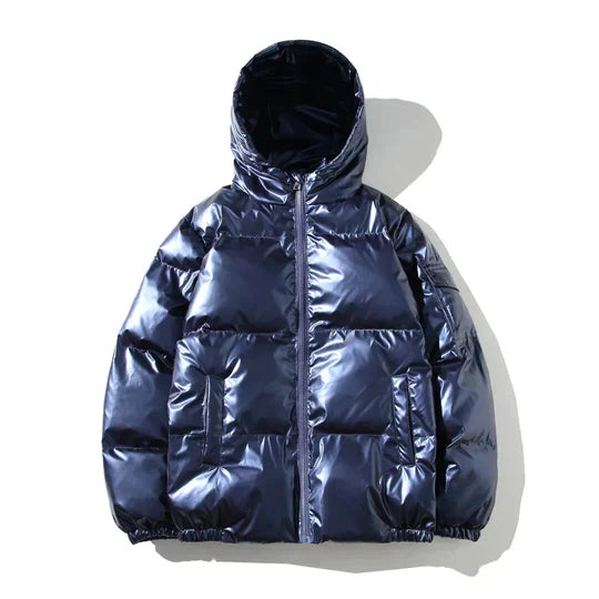 Winddichte metallic puffer winterjas heren – warme en waterafstotende jas voor koude dagen