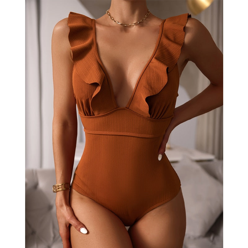 Vardi Dante Boho Badpak – Sexy Dames Badpak met Diepe V-hals en Rugdetails