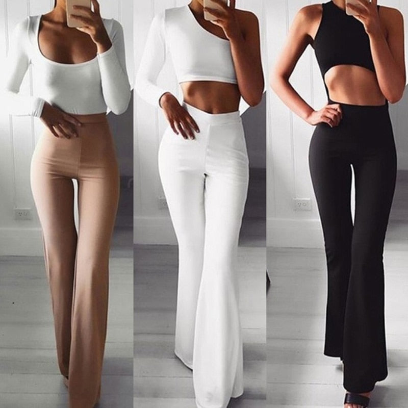 Fleur Flared Pants – High-Waist Damesbroek met Wijd Uitlopende Pijpen