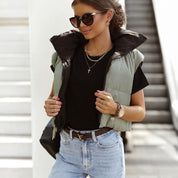 Kayla Korte Bodywarmer – Dubbelzijdige Dames Bodywarmer met Hoge Kraag