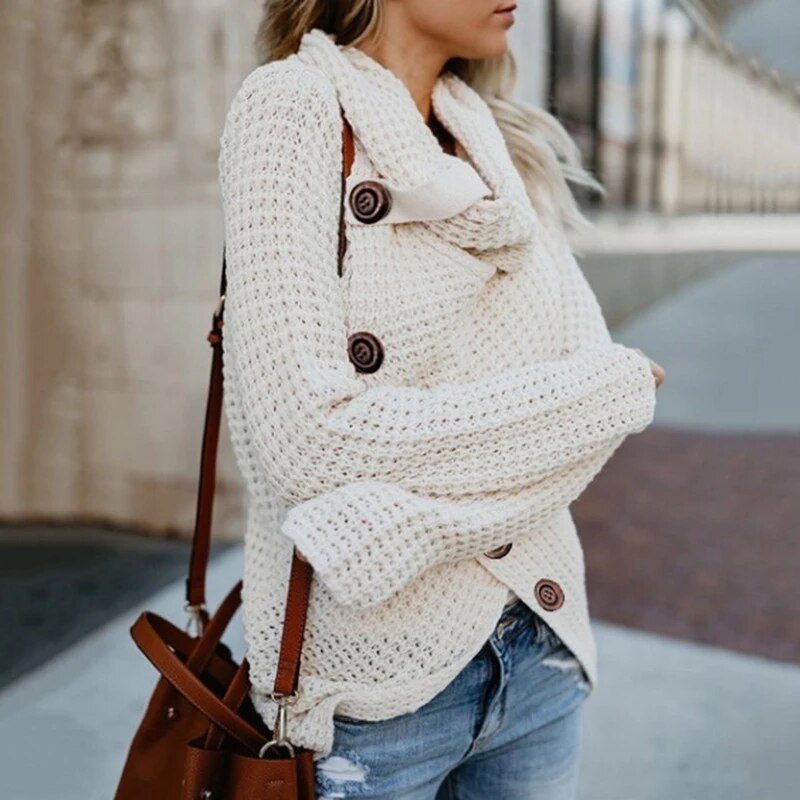 Hailey Turtleneck Damestrui – Moderne Oversized Coltrui met Asymmetrisch Design