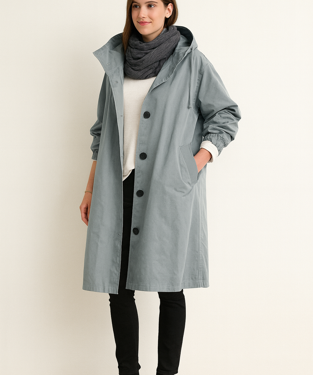 Amelia Berlin dames regenjas met capuchon – waterdichte elegante regenmantel