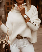 Joanna Turtleneck Damestrui – Warme Coltrui met Zilverkleurige Knopen