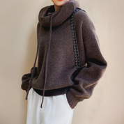Oversized hoodie dames – comfortabele trui met funnel neck en trekkoord