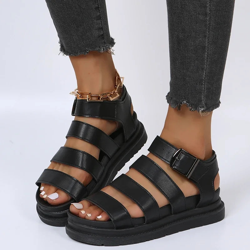 Sandalen dames | Trendy verstelbare gesp | Comfortabele zomersandalen met brede bandjes