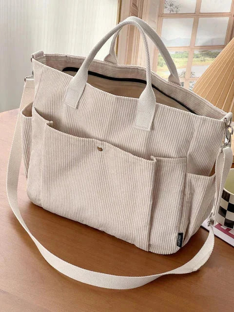 Belén corduroy schoudertas dames | Trendy ribstof tas | Ruime en praktische indeling