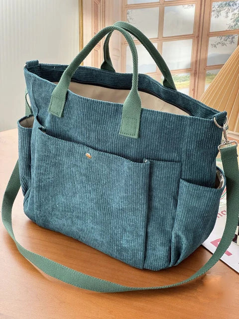 Belén corduroy schoudertas dames | Trendy ribstof tas | Ruime en praktische indeling