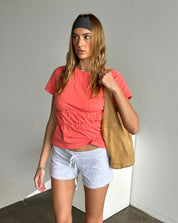 Sydney katoenen dames T-shirt met scrunch-details – basic met twist