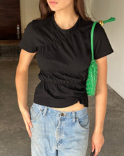 Sydney katoenen dames T-shirt met scrunch-details – basic met twist