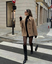 ZOË dames oversized winterjas – trendy wollen jas in beige of zwart