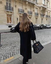 Oversized damesjas met reverskraag – lange winterjas met dubbele knopen