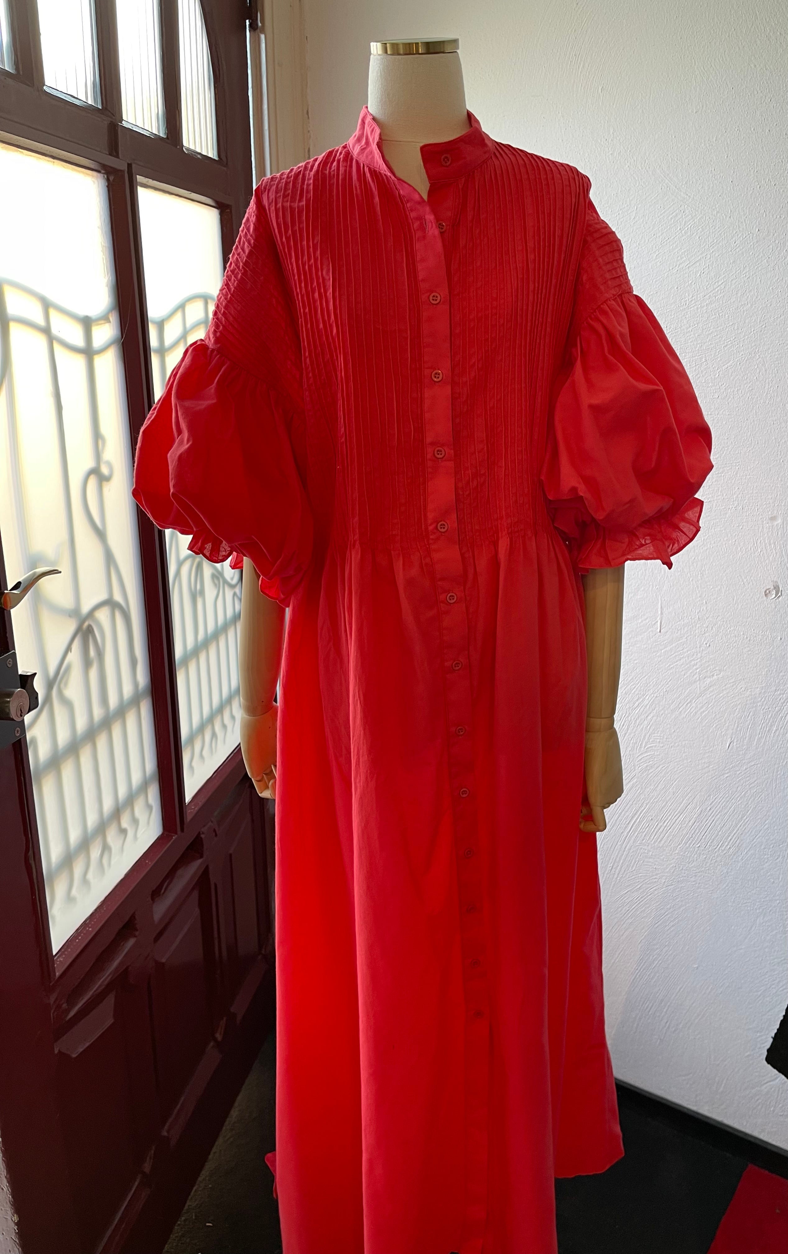 Jurk Phoebe rood – Stijlvolle Maxi Jurk van 100% Egyptisch Katoen