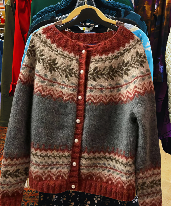 Grijze Wollen Dames Trui – Noorse Cardigan met Scandinavisch Design & Warme Stijl