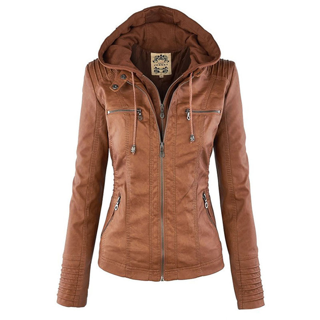 Leren jas dames met capuchon – waterafstotende jas van echt leer | Heidi-Mode