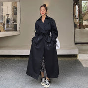 Dames Trenchcoat – Lange Oversized Pasvorm met Dubbelrijige Sluiting & Klassiek Design