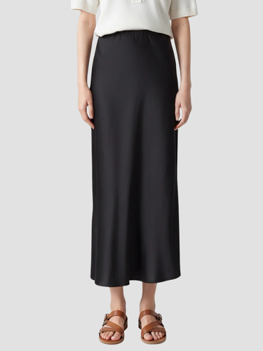 Lange dames satijnen rok – elegante maxi satijnrok met elastische tailleband