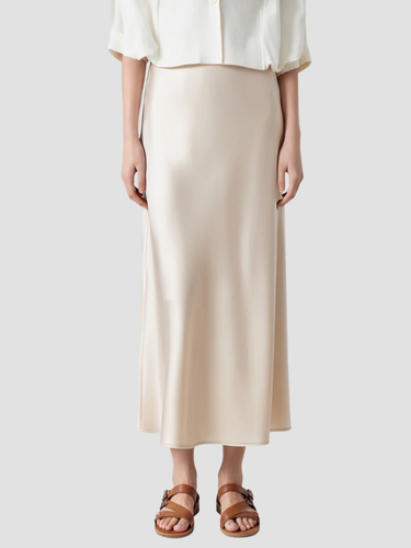 Lange dames satijnen rok – elegante maxi satijnrok met elastische tailleband