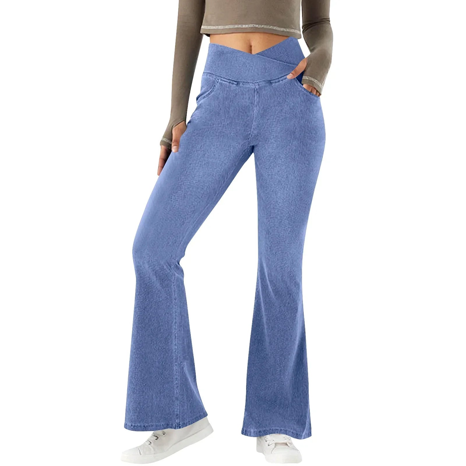 Flared Broek Dames – Hoge Taille Broek met Stretch & Comfortabele Pasvorm